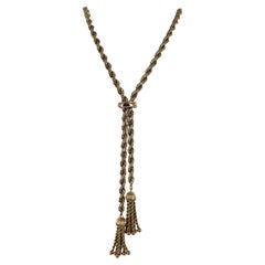 1960's 14 Karat Yellow Gold Rope Tassel Drop Vintage Necklace Versatile