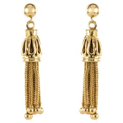 1960s 14 Karat Yellow Gold Tassel Dangle Earrings