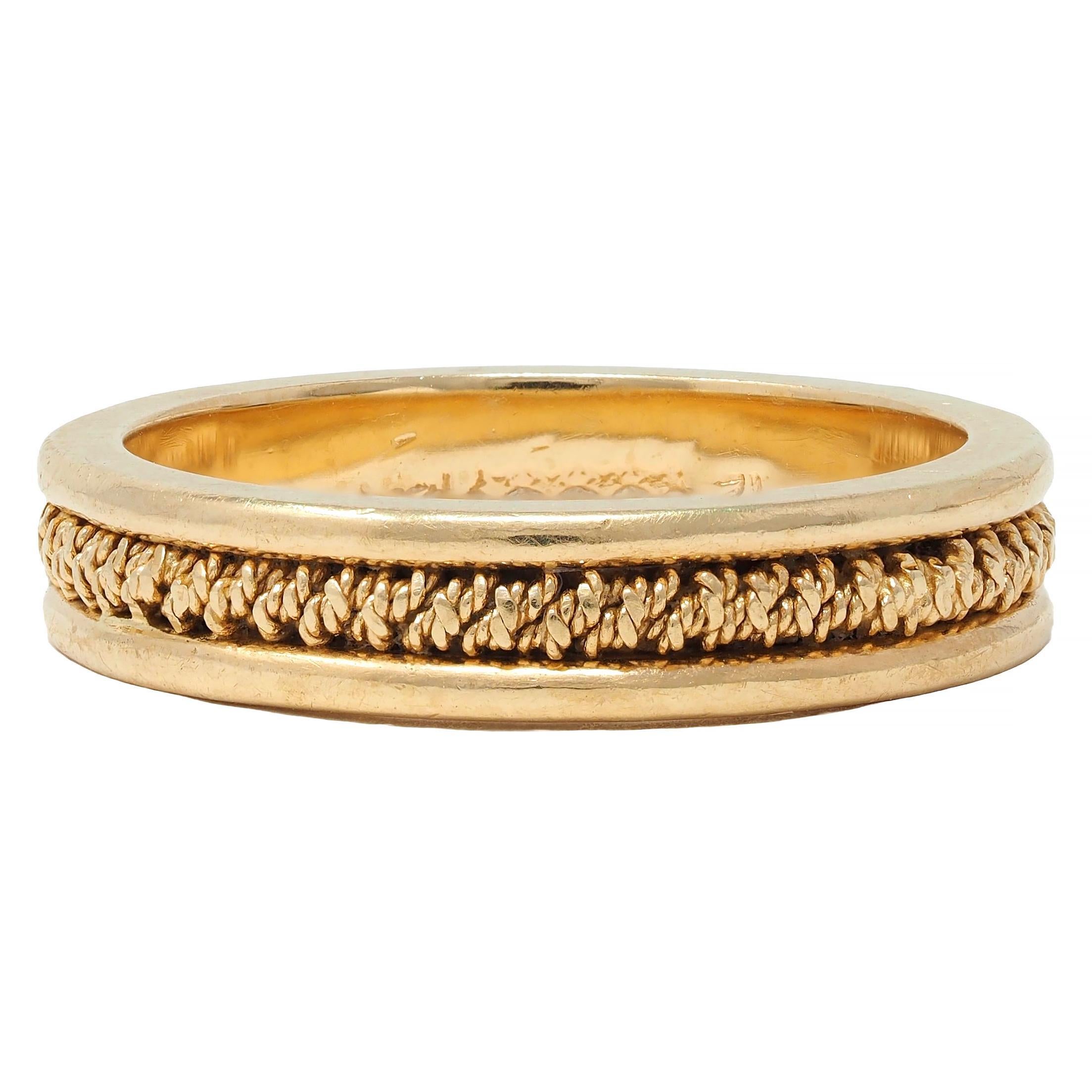 Women's 1960's 14 Karat Yellow Gold Twisted Rope Vintage Band Ring For Sale