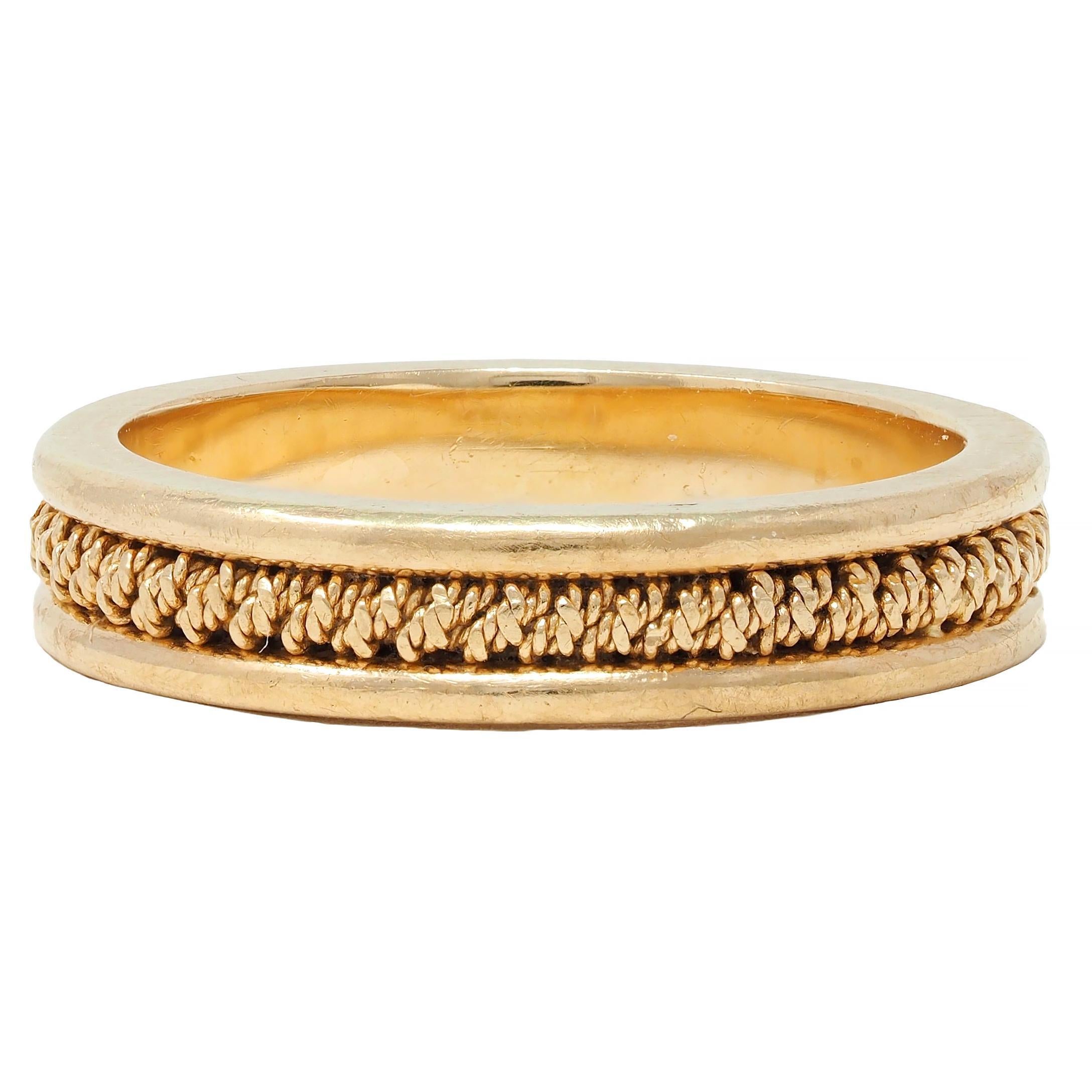 1960's 14 Karat Yellow Gold Twisted Rope Vintage Band Ring For Sale 1