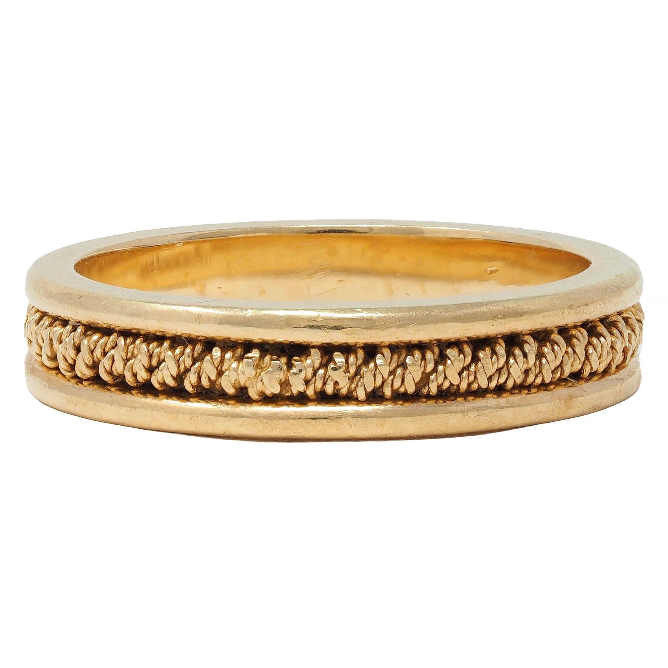 1960's 14 Karat Yellow Gold Twisted Rope Vintage Band Ring For Sale 2