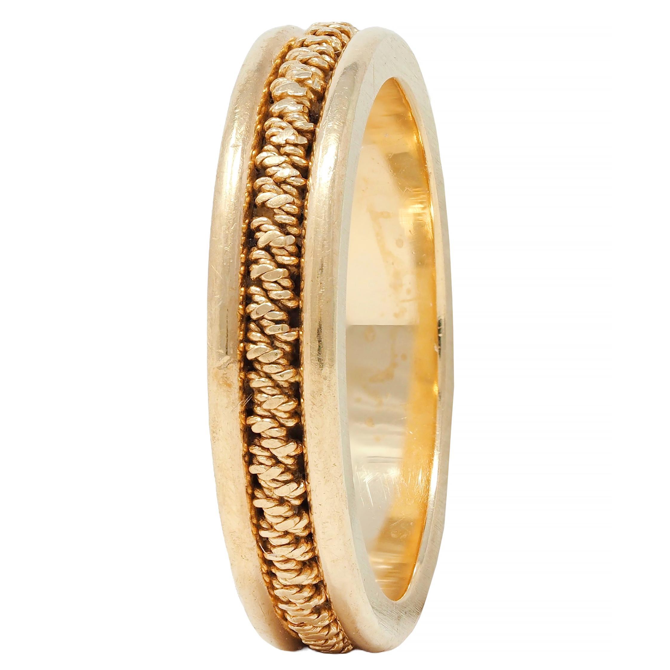 1960's 14 Karat Yellow Gold Twisted Rope Vintage Band Ring For Sale 4