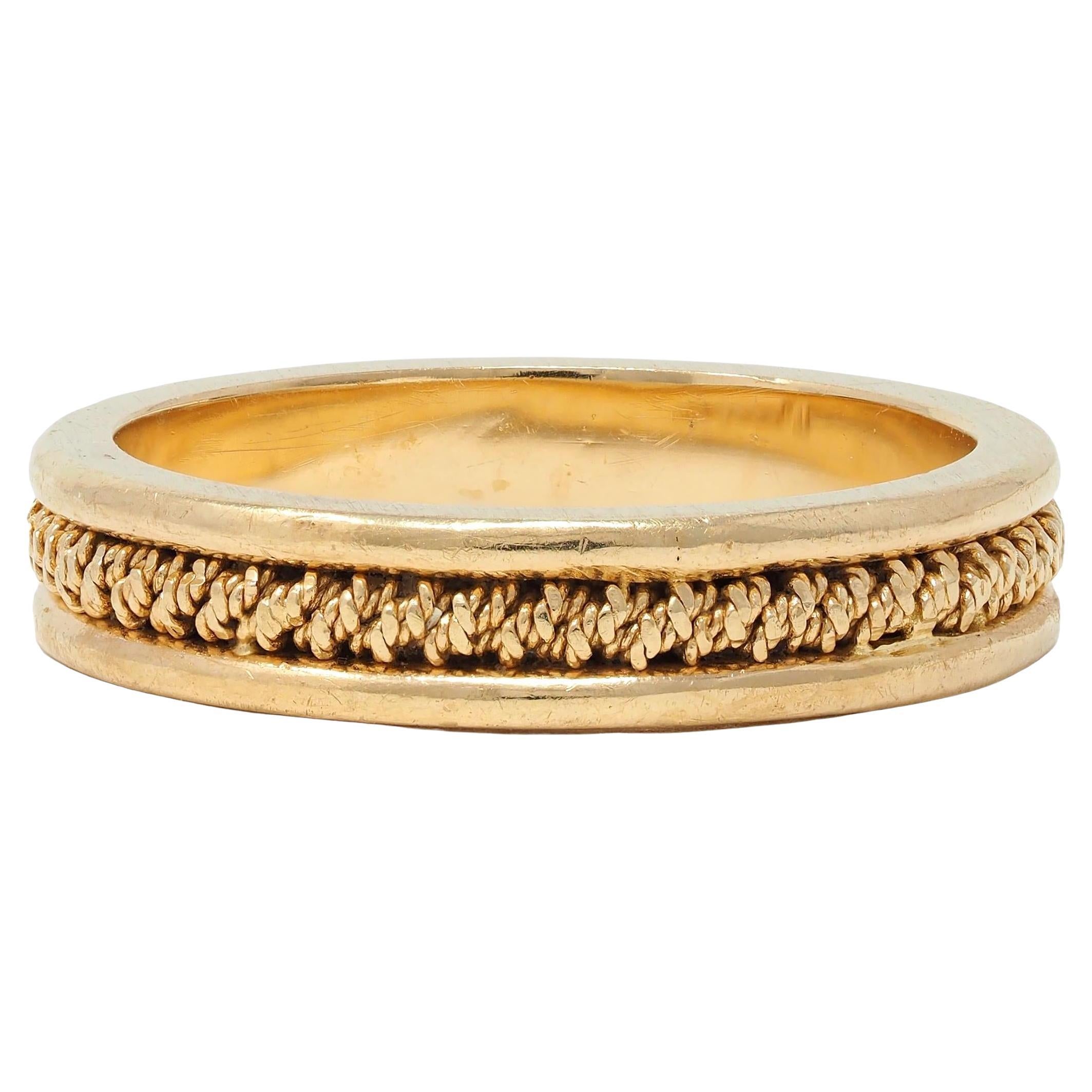 1960's 14 Karat Yellow Gold Twisted Rope Vintage Band Ring
