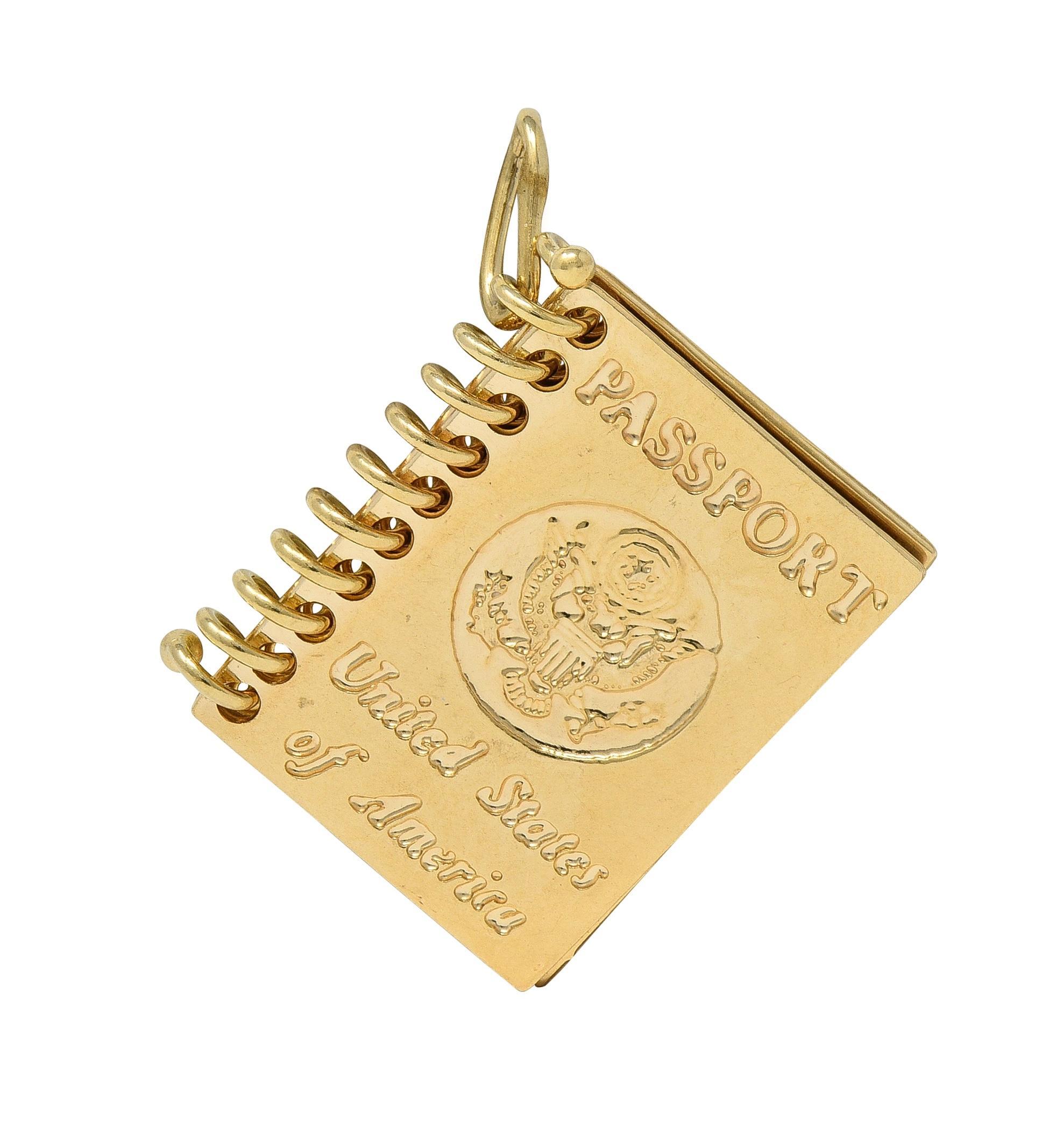 Designed as a highly rendered spiral bound U.S. Passport
Engraved with The Great Seal of The United States
Inscribed 
