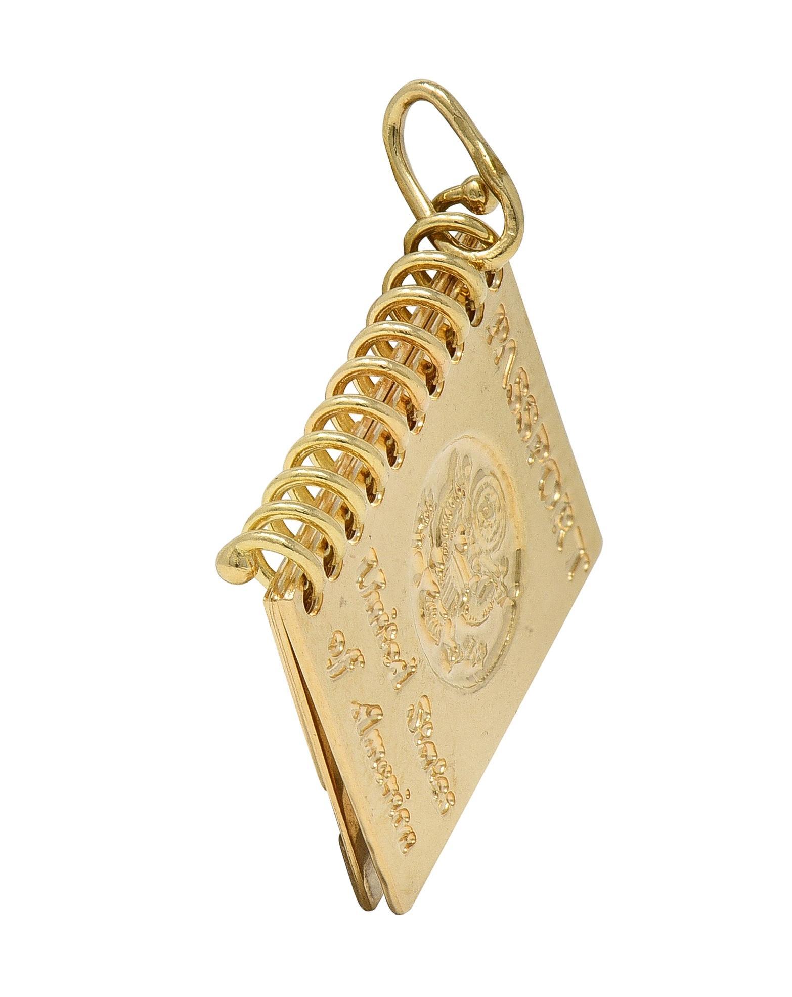1960's 14 Karat Yellow Gold Vintage Passport Pendant Charm For Sale 1