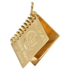 1960's 14 Karat Yellow Gold Vintage Passport Pendant Charm