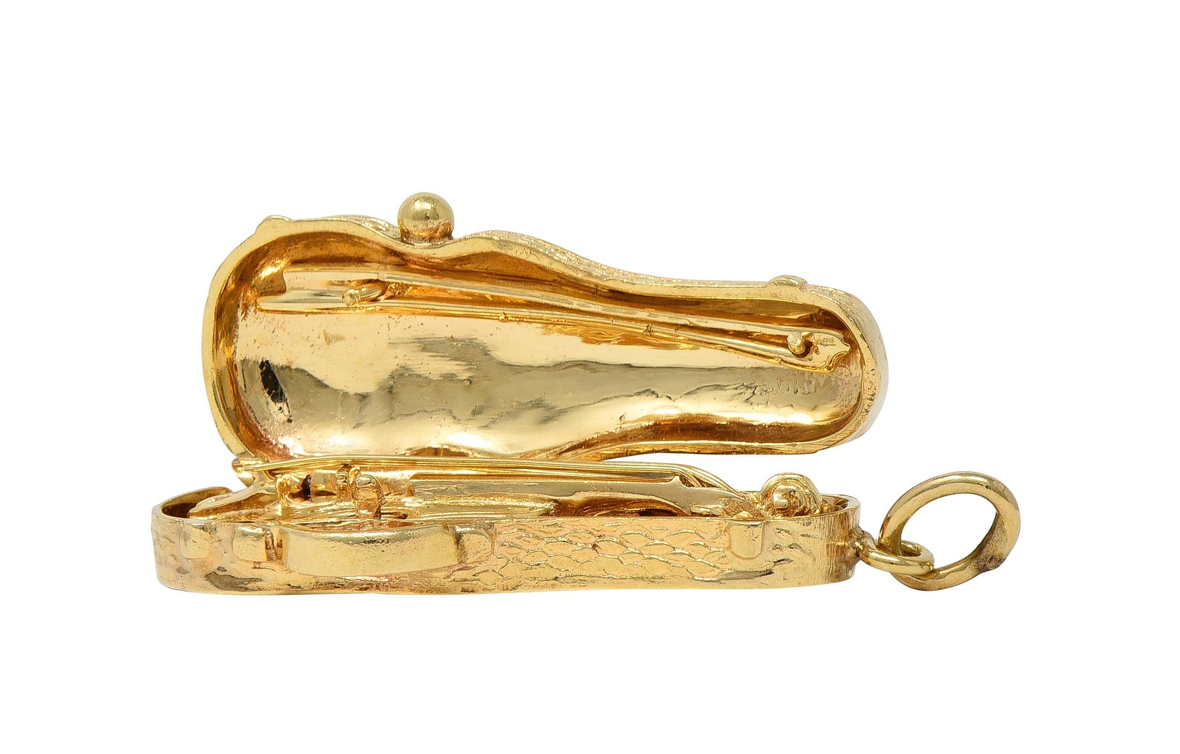 Breloque pendentif violon vintage en or jaune 14 carats des années 1960 en vente 5