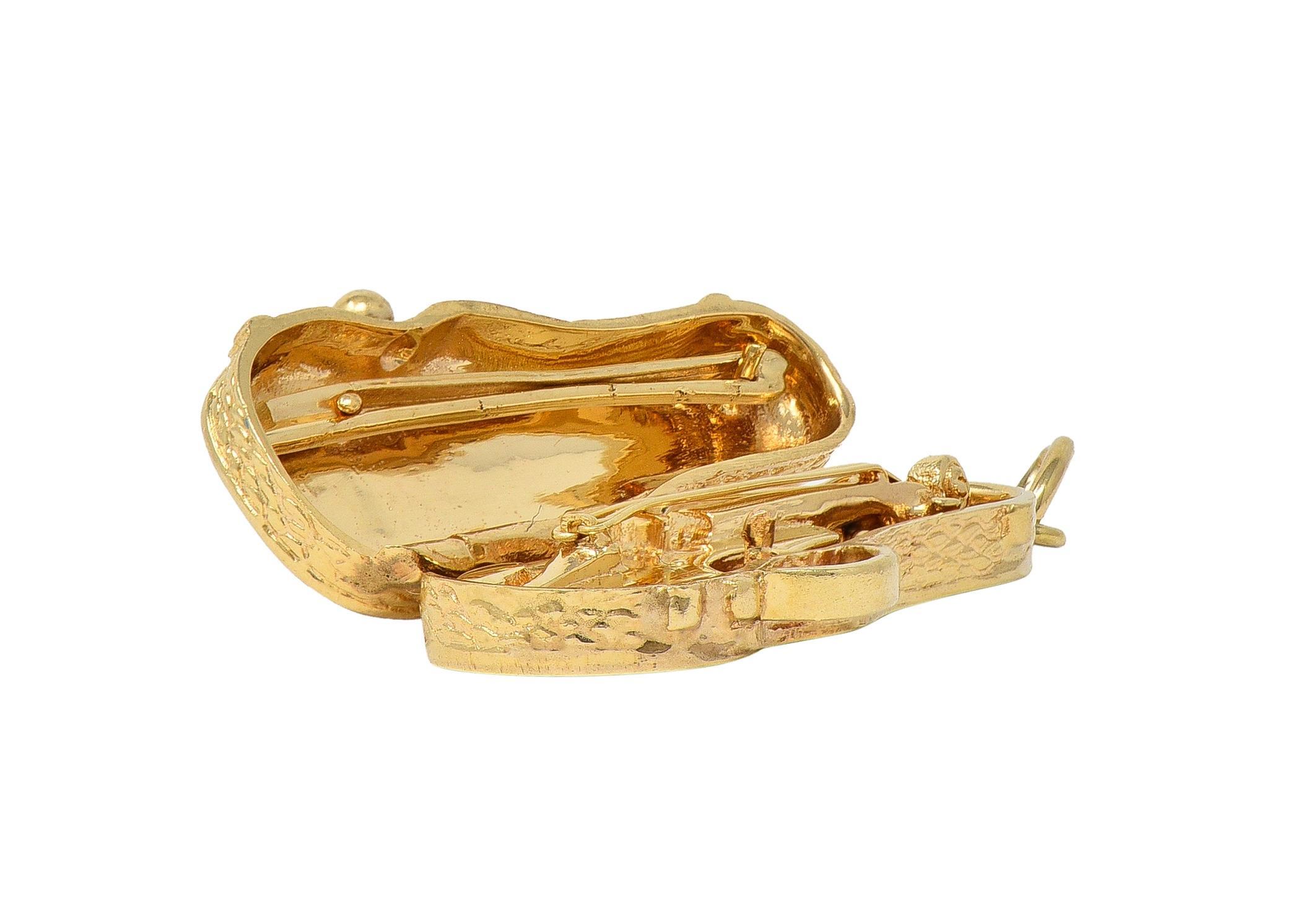 Breloque pendentif violon vintage en or jaune 14 carats des années 1960 en vente 6