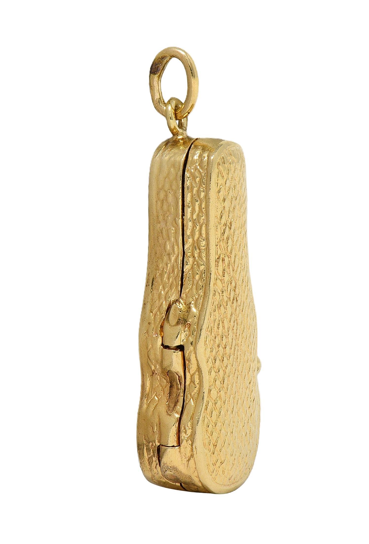Breloque pendentif violon vintage en or jaune 14 carats des années 1960 en vente 2