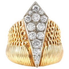 Bague en or jaune 14 carats avec diamants des années 1960
