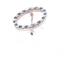 1960's 14K White Gold Diamond & Sapphire Eternity Circle Brooch