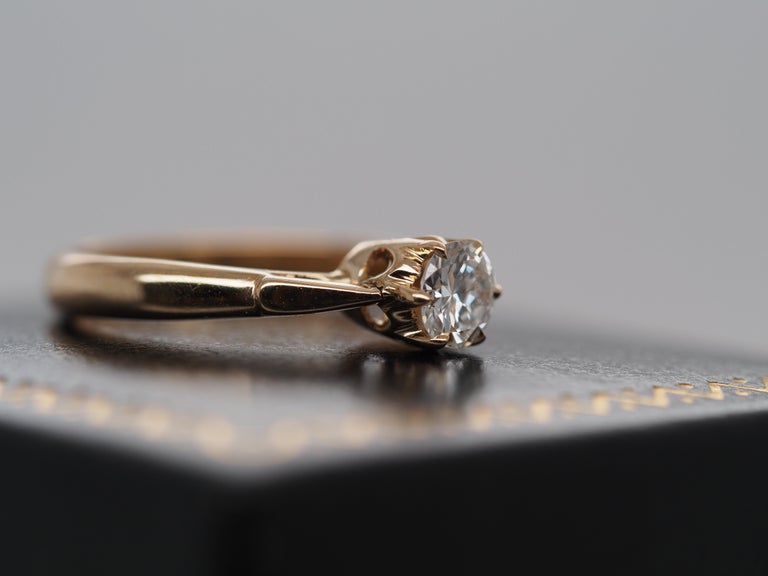 1960s 14k Yellow Gold .45 Carat Diamond Engagement Ring For Sale at 1stDibs