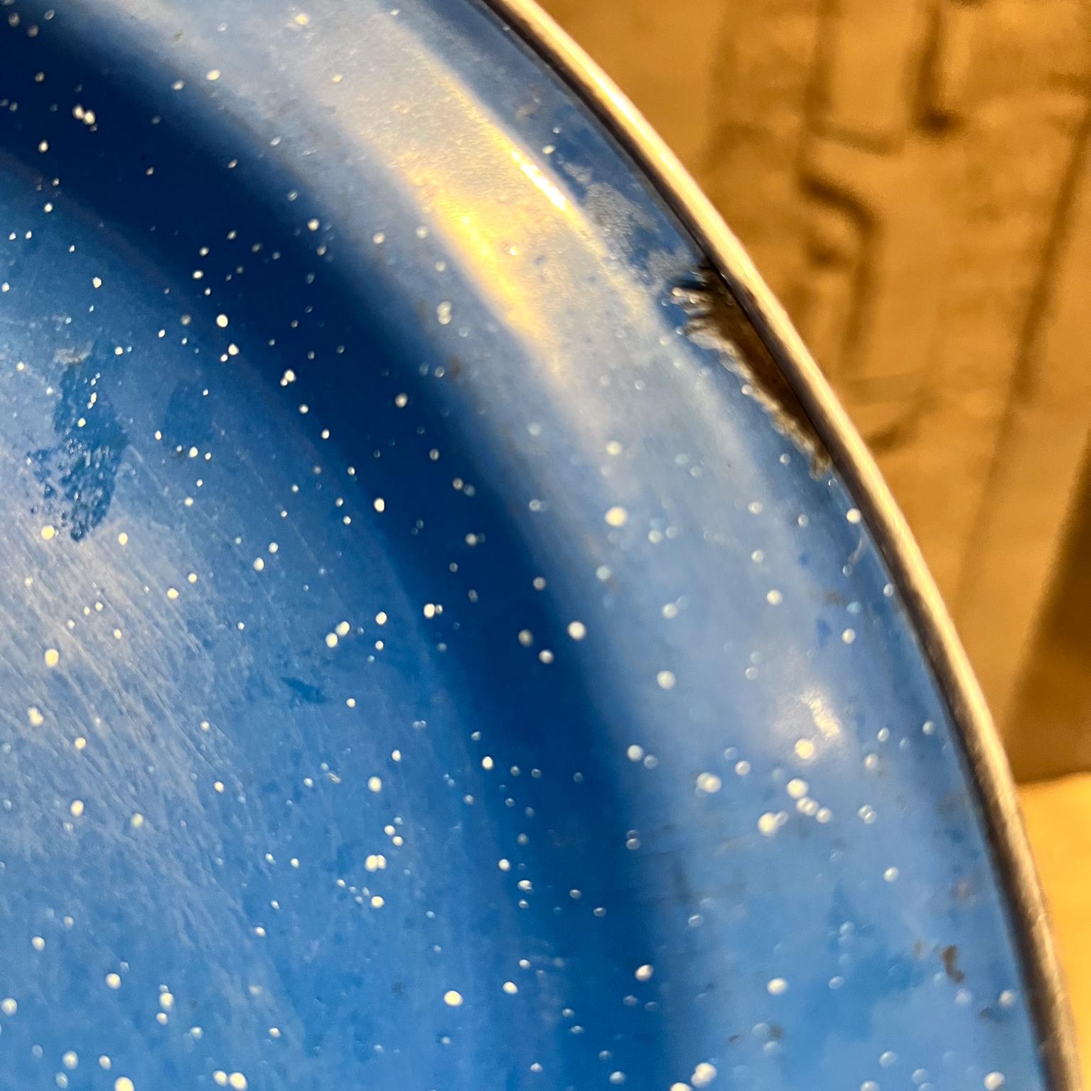 Mid-20th Century 1960s Speckled Blue 15 Enamelware Plates Camping Dinnerware Mexico For Sale