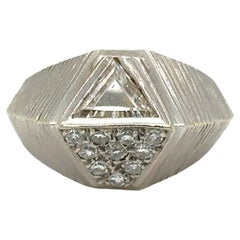 Bague géométrique en or blanc 14 carats avec diamants de 1,50 carat, années 1960
