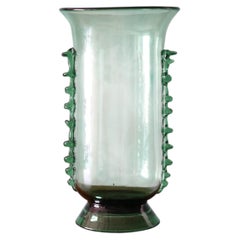 1960s 16" Large Italian Green Empoli (attr.) Center Vase