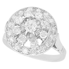 Bague cocktail en platine et diamant de 1,66 carat datant des années 1960