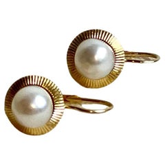 1960s 18 Karat Gold Cultured Pearl Earrings