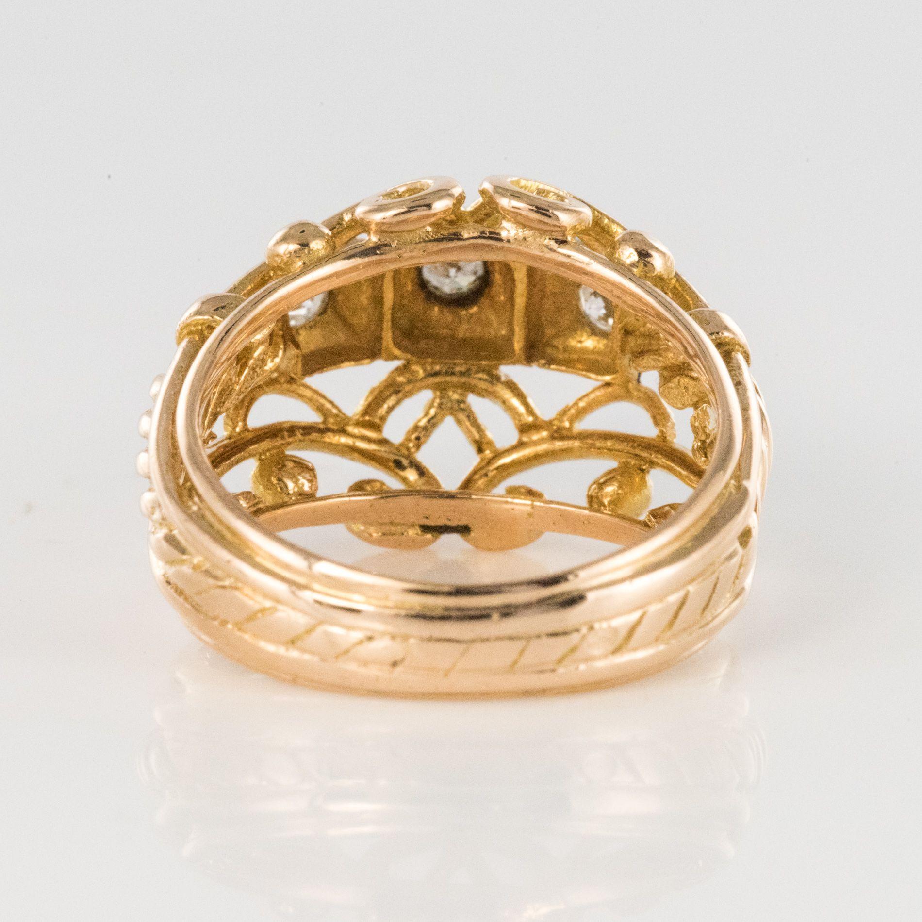 1960s, 18 Karat Rose Gold and Diamond Dome Ring  For Sale 8