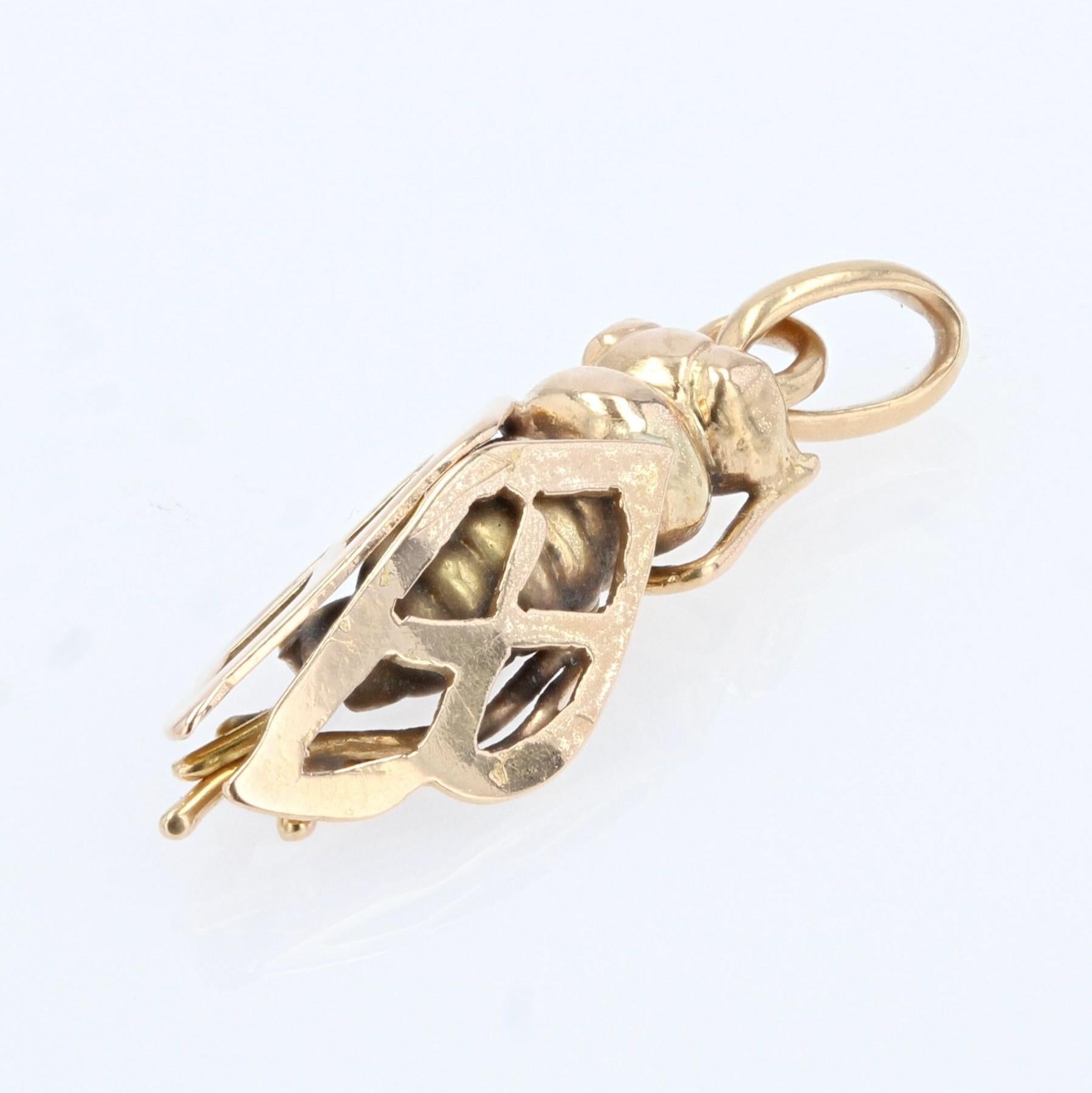 Women's 1960s 18 Karat Rose Gold Cicada Pendant