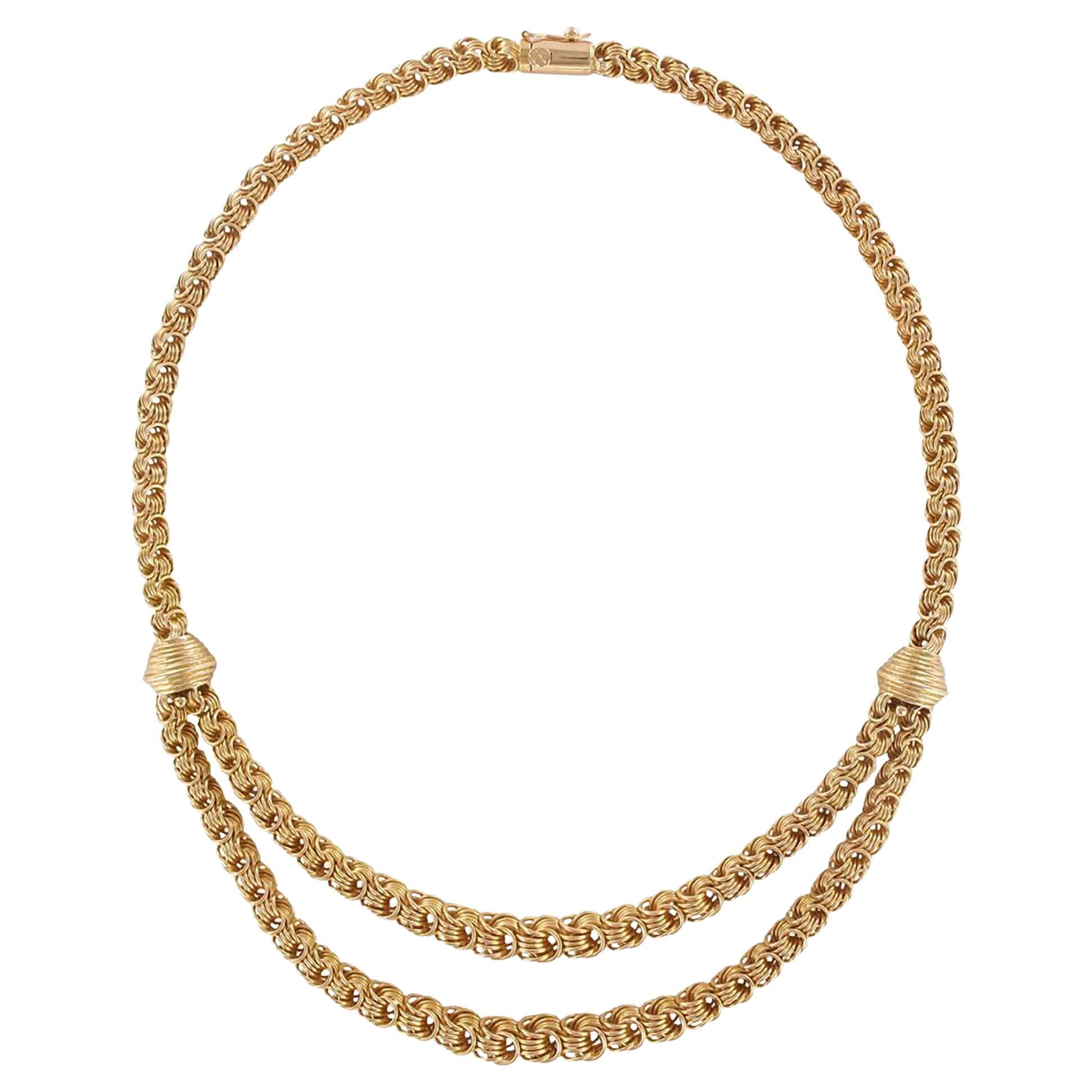 Collar drapeado de oro rosa de 18 quilates de los años 60