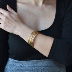 1960s 18 Karat Rose Gold Engraved Weekly Bangle Bracelet