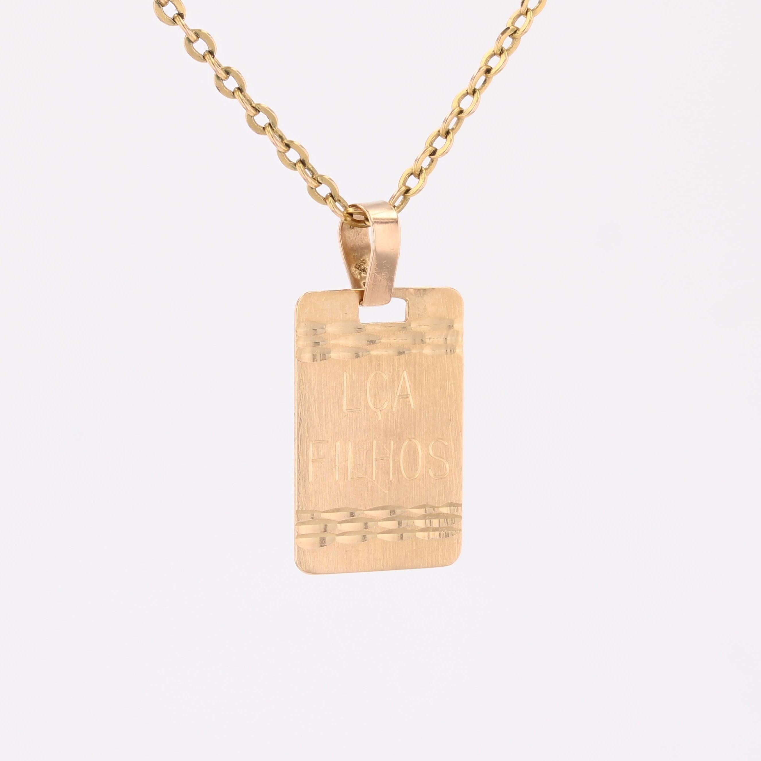 da uomo o donna Ciondolo a medaglia rettangolare Lça Filhos in oro rosa 18 carati del 1960 in vendita