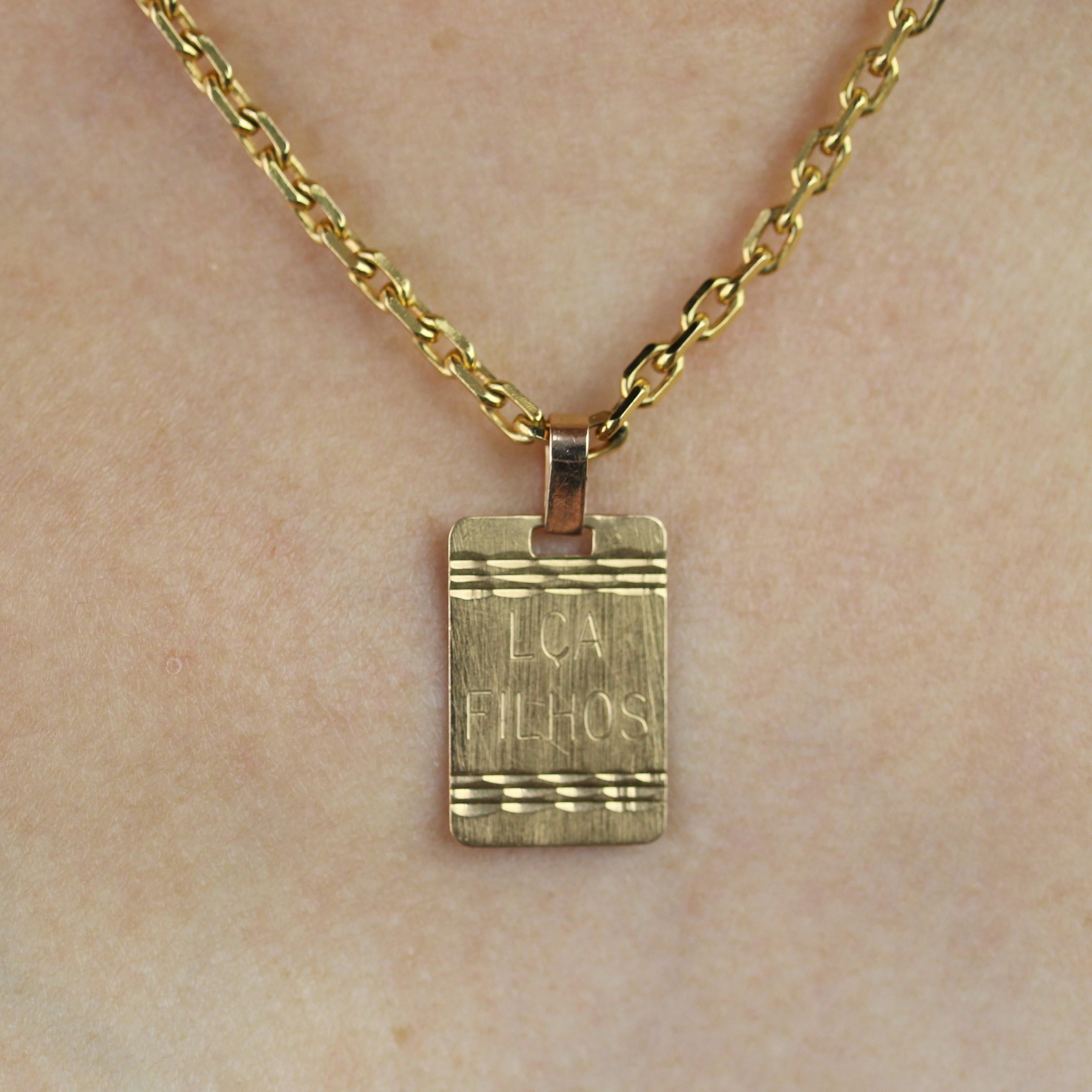 Ciondolo a medaglia rettangolare Lça Filhos in oro rosa 18 carati del 1960 in vendita 1