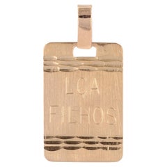 1960er Jahre 18 Karat Roségold Lça Filhos Rechteckiger Medaillen-Anhänger