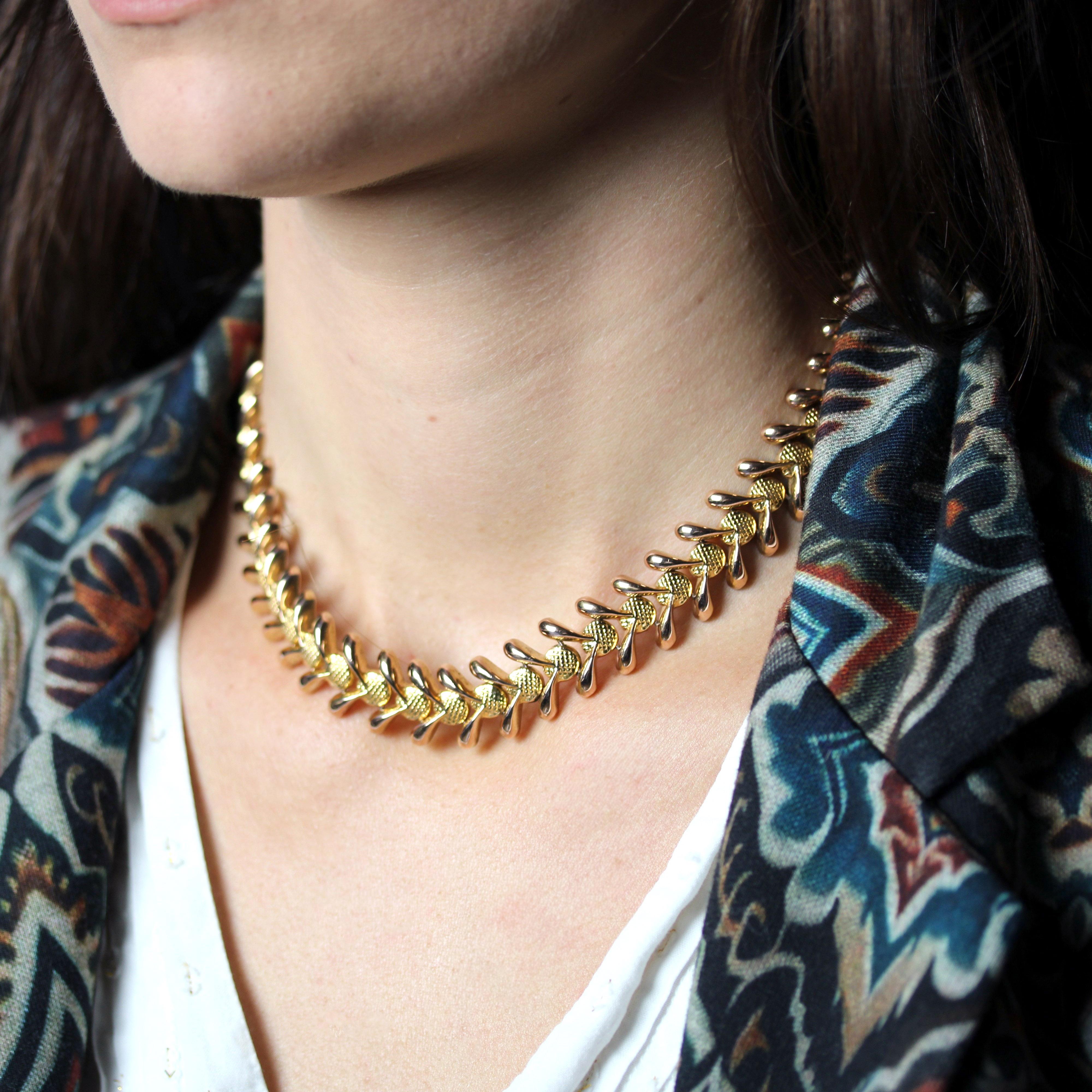 Collana articolata retrò in oro rosa 18 carati del 1960 in vendita 4