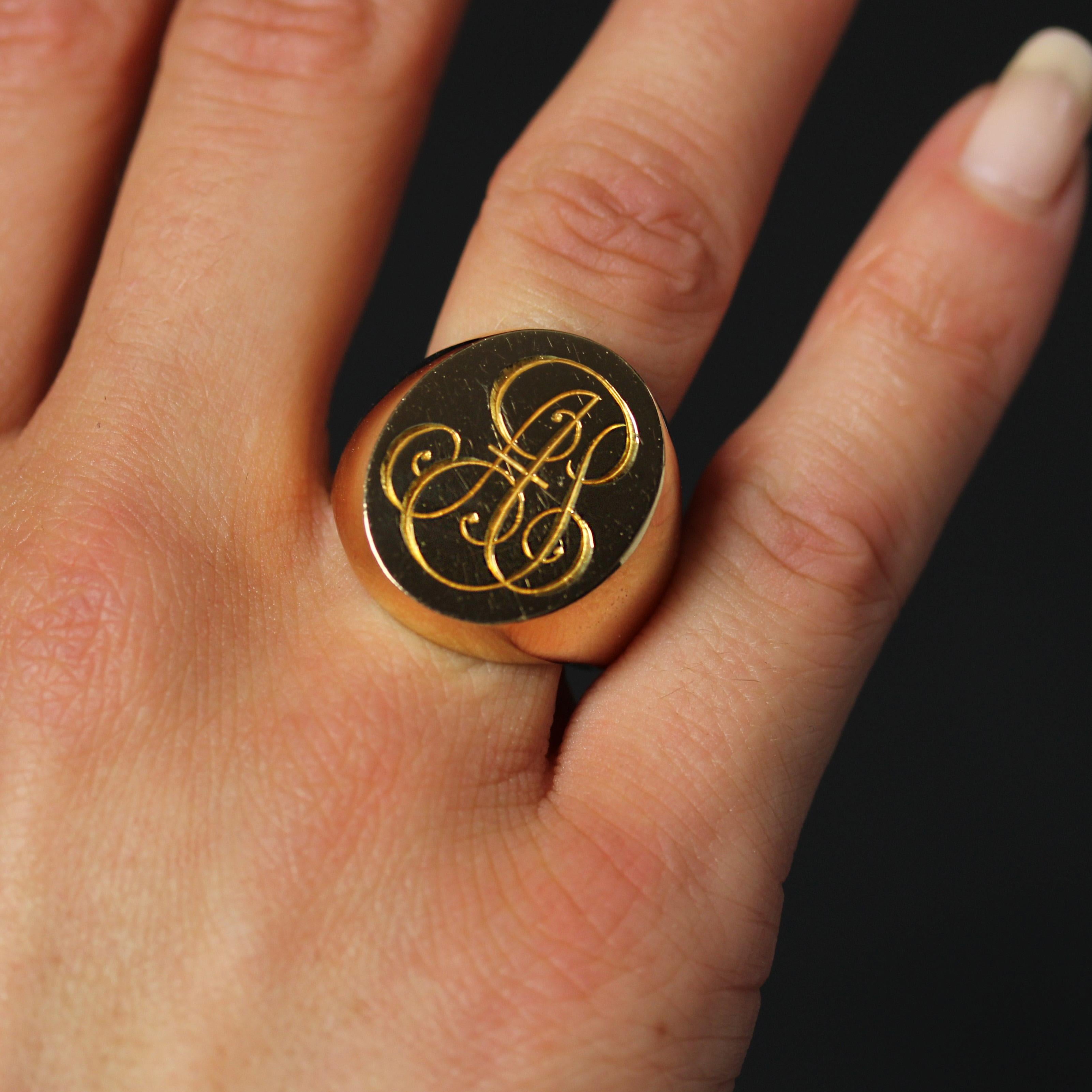 1960s 18 Karat Rose Gold Retro Initial Signet Ring 7