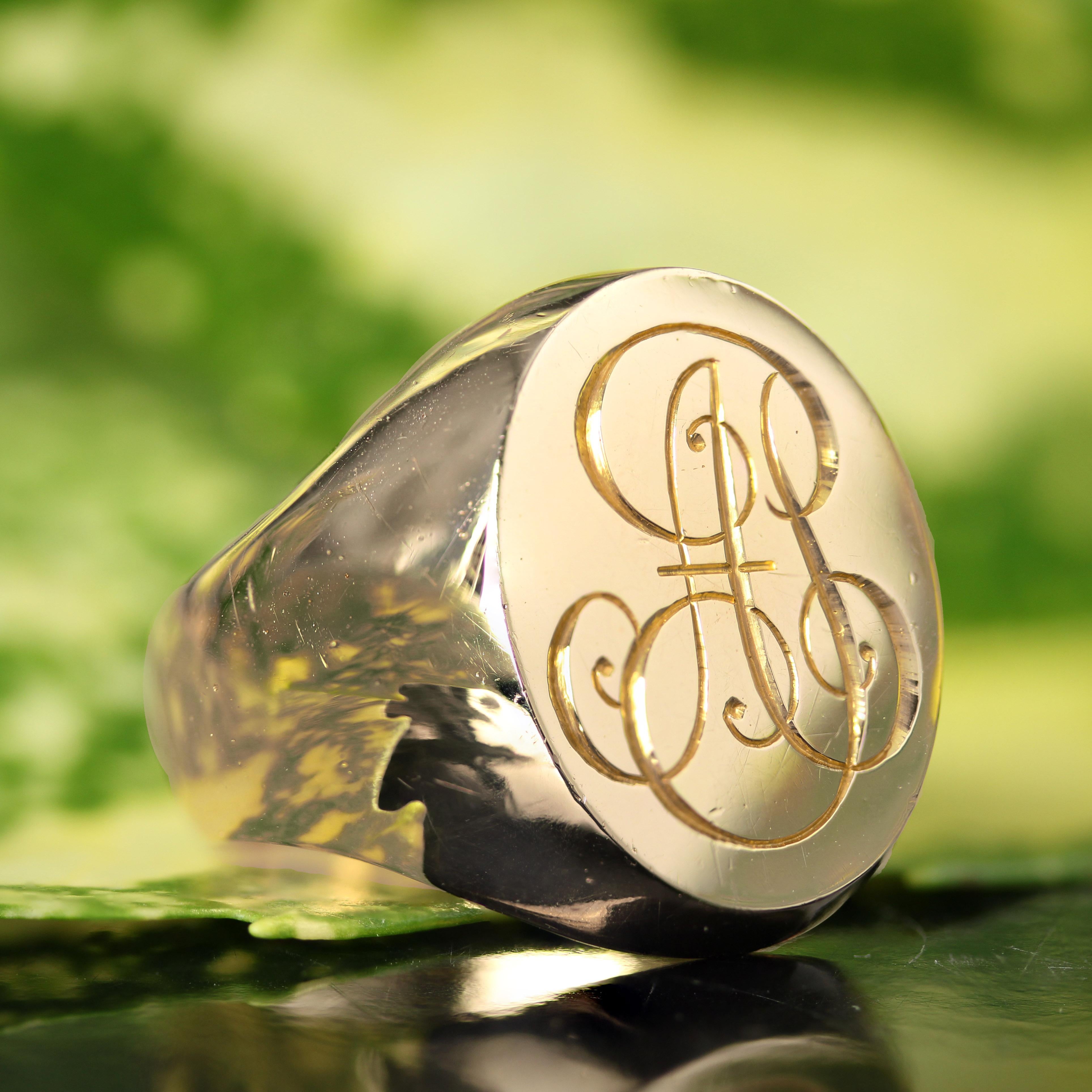 1960s 18 Karat Rose Gold Retro Initial Signet Ring 9