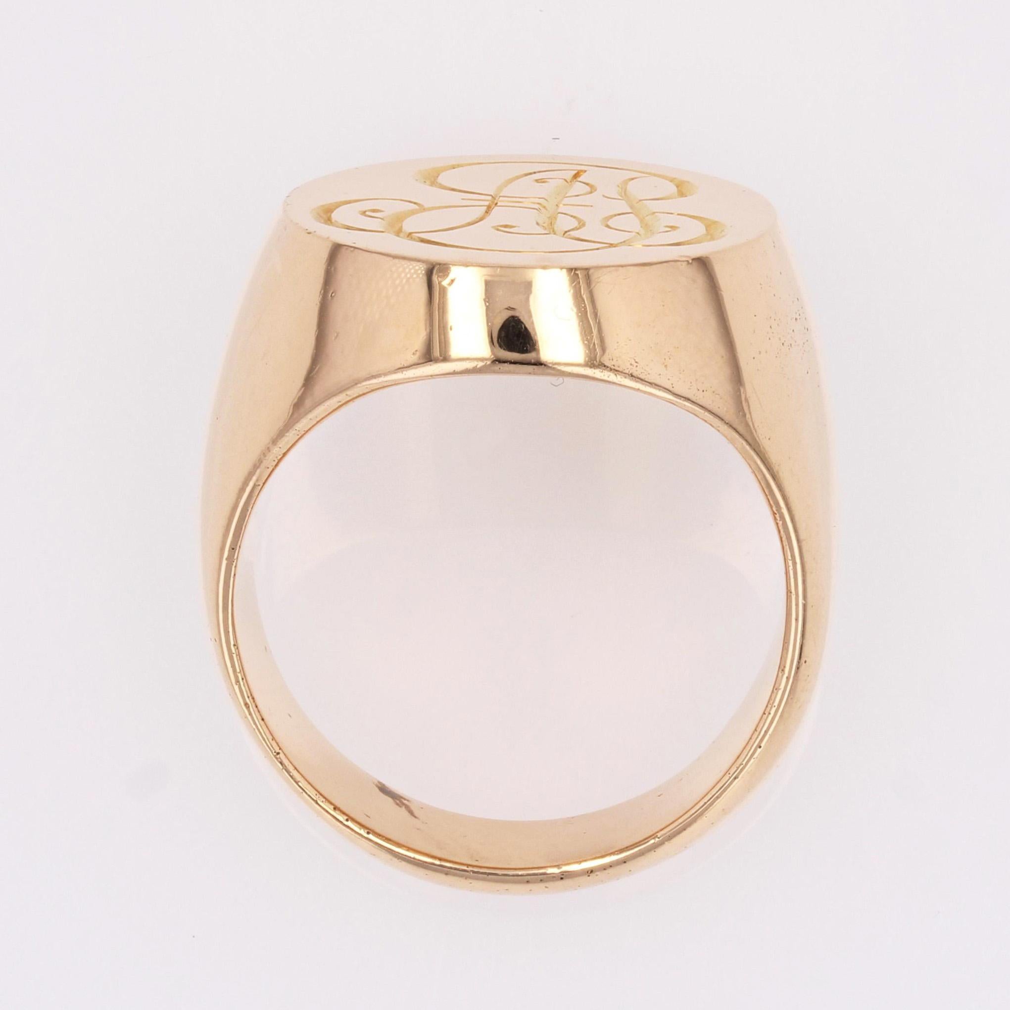 1960s 18 Karat Rose Gold Retro Initial Signet Ring 14