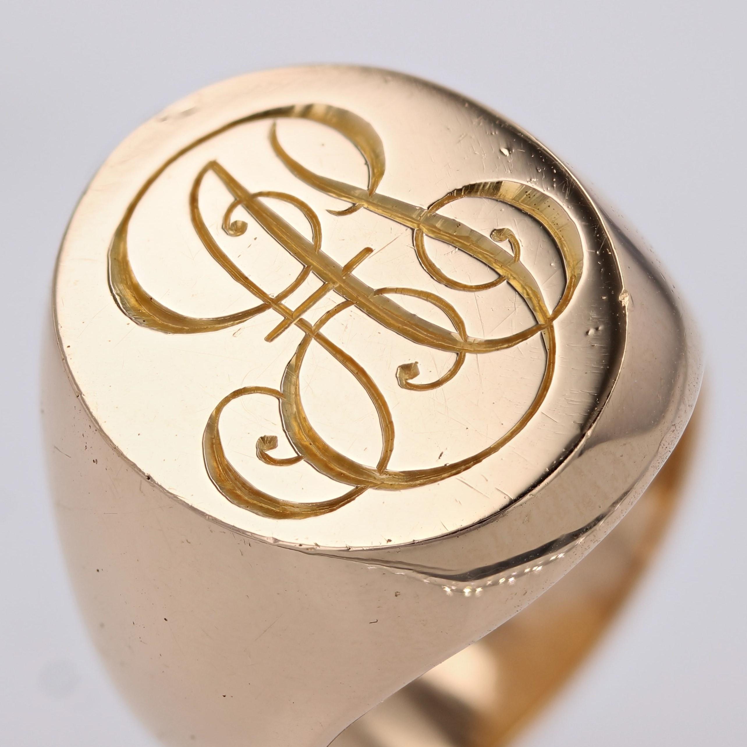 1960s 18 Karat Rose Gold Retro Initial Signet Ring 4