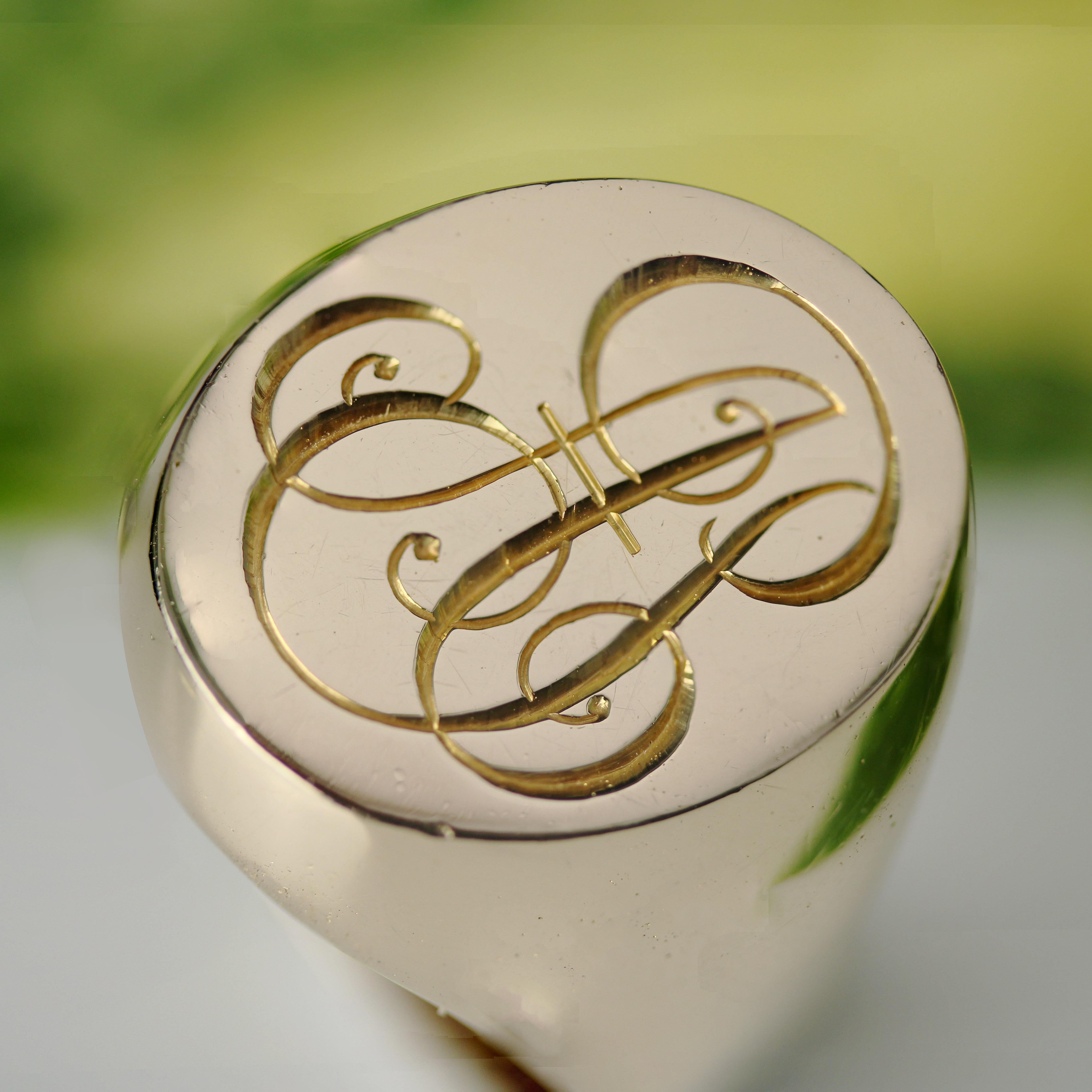 1960s 18 Karat Rose Gold Retro Initial Signet Ring 5