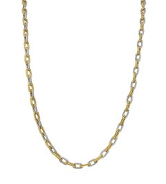 1960's 18 Karat Two-Tone Gold Vintage Woven Mesh Cable Link Chain Necklace
