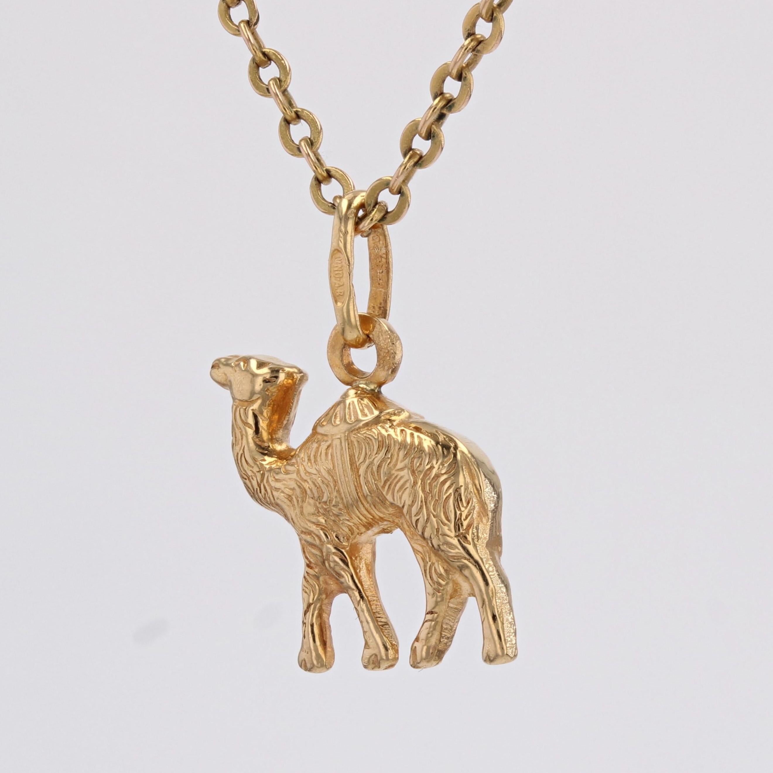 Women's or Men's 1960s 18 Karat Yellow Gold Camel Charm Pendant For Sale
