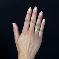 1960s 18 Karat Yellow Gold Chiseled Large Band Ring