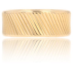 1960s 18 Karat Yellow Gold Chiseled Large Band Ring