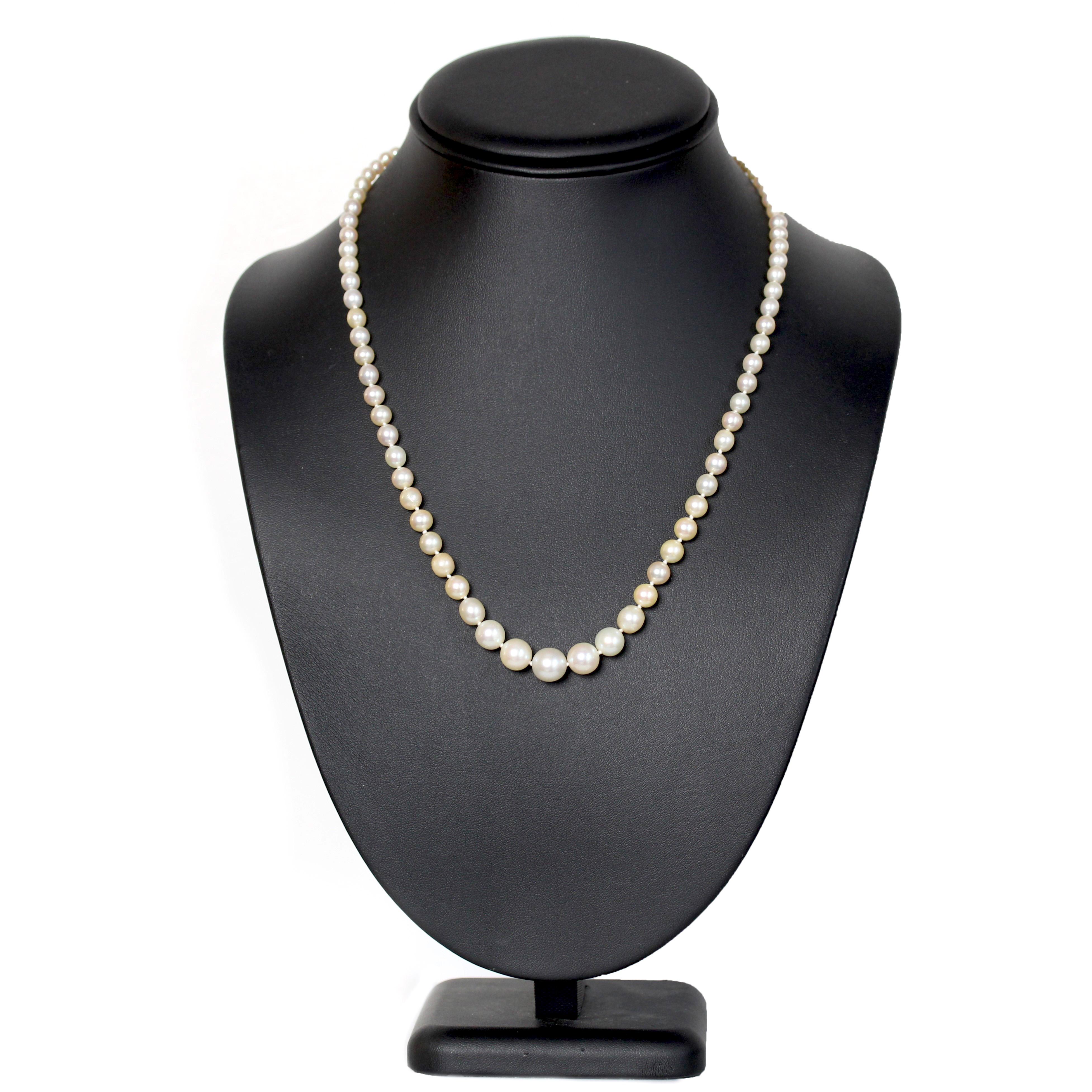 Collana di perle coltivate in oro giallo 18 carati del 1960 in vendita 4