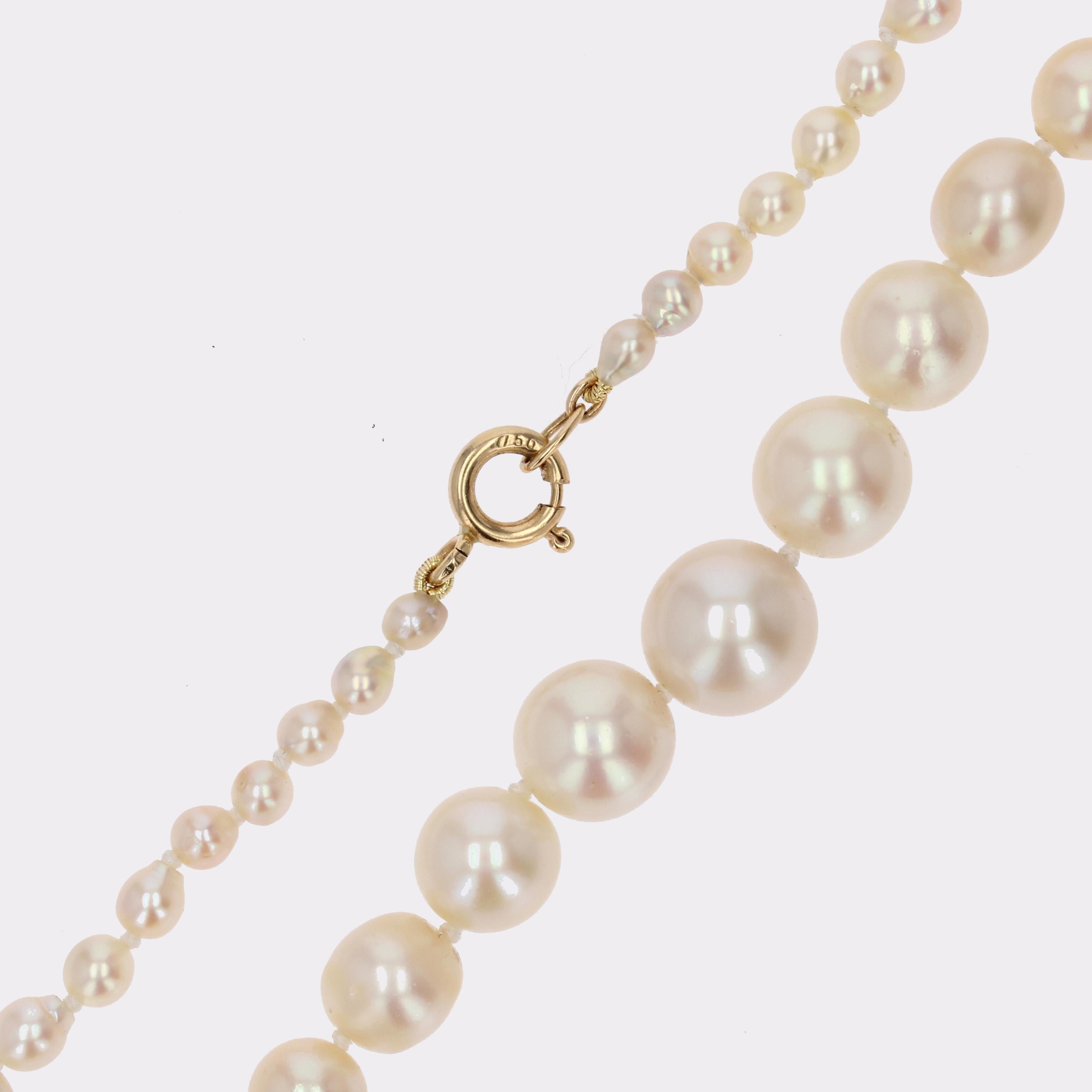 Collana di perle coltivate in oro giallo 18 carati del 1960 in vendita 9