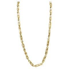 1960's 18 Karat Yellow Gold Elongated Twist Link Vintage Chain Necklace