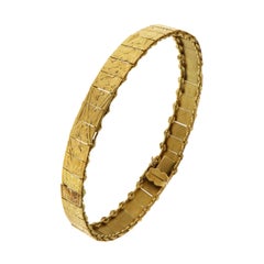 1960s 18 Karat Yellow Gold Engraved Cuff Bracelet