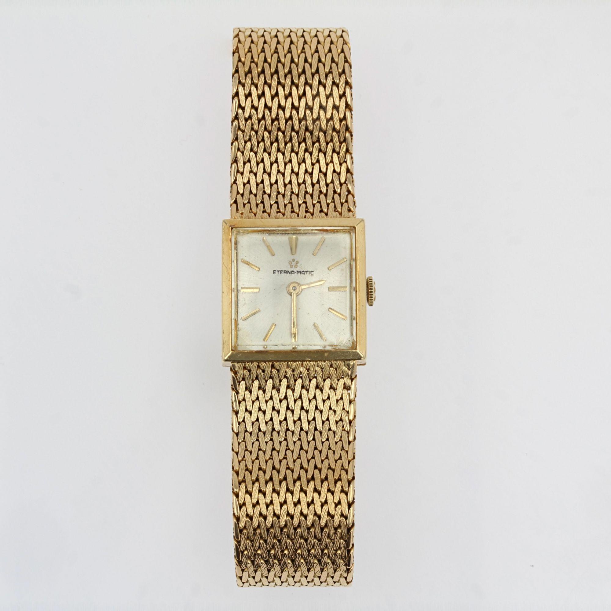 Women's 1960s 18 Karat Yellow Gold Eterna Matic Ladys' Watch For Sale