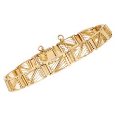 1960s 18 Karat Yellow Gold Filigree Links Bracelet