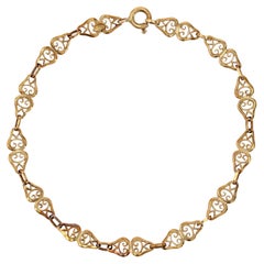 1960s 18 Karat Yellow Gold Filigree Links Bracelet