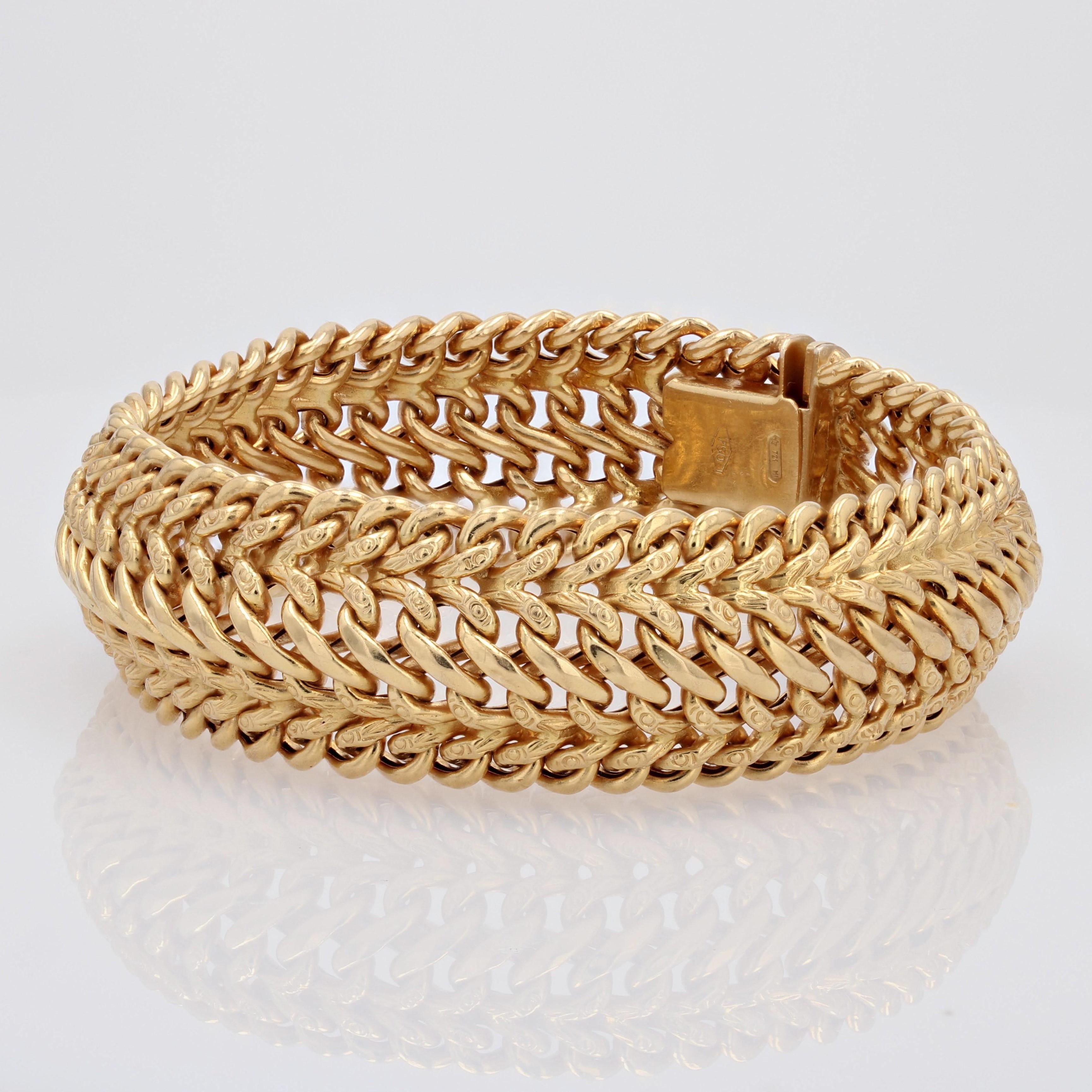 Women's 1960s 18 Karat Yellow Gold Flexible Retro Bracelet For Sale