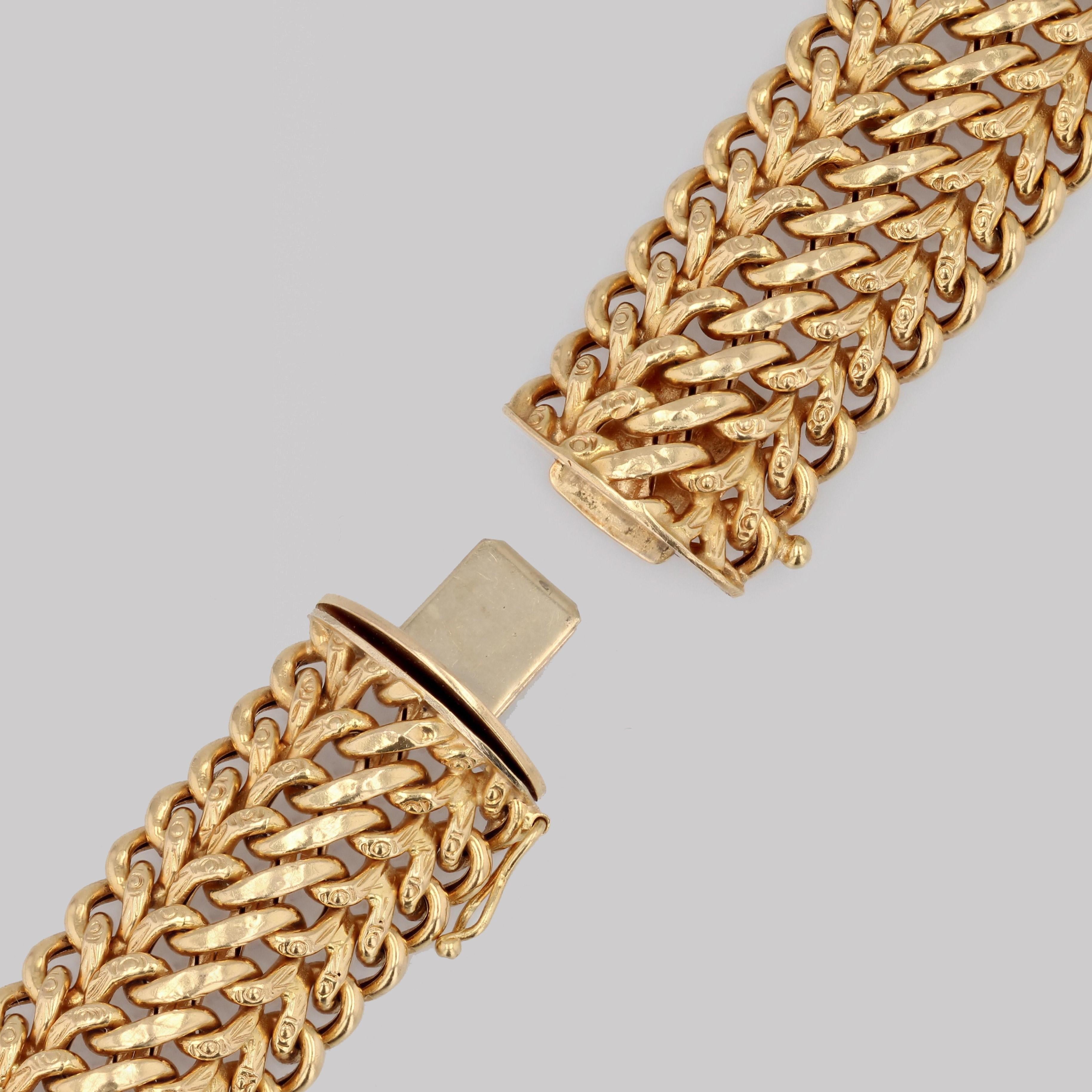 1960s 18 Karat Yellow Gold Flexible Retro Bracelet For Sale 4