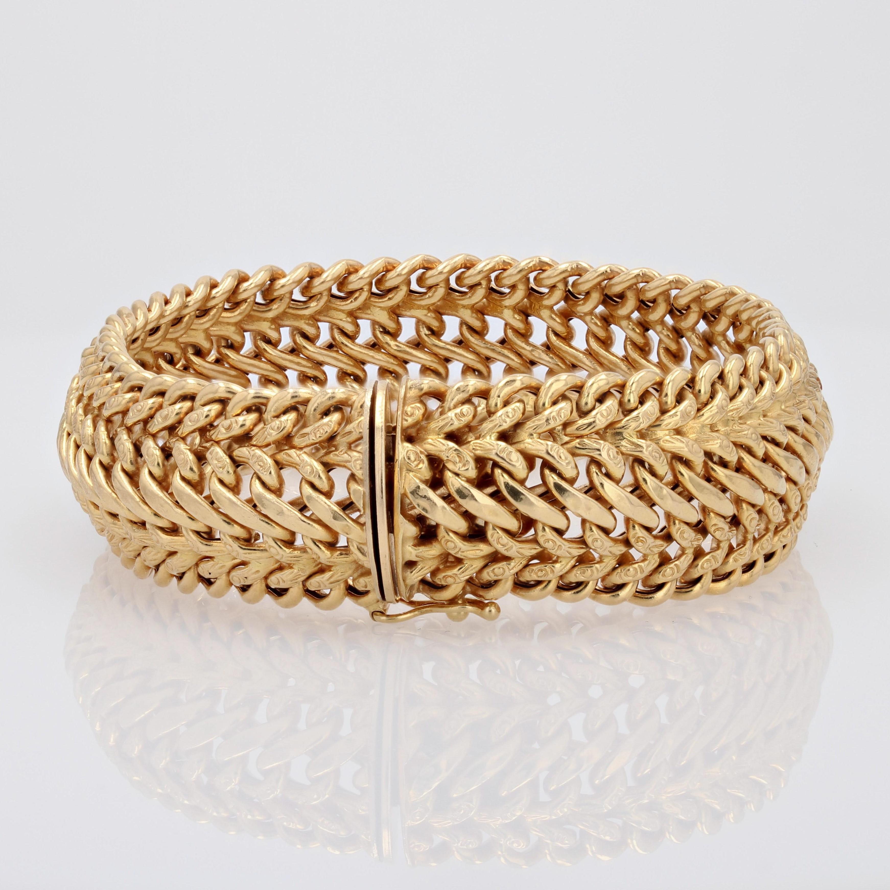 1960s 18 Karat Yellow Gold Flexible Retro Bracelet For Sale 5