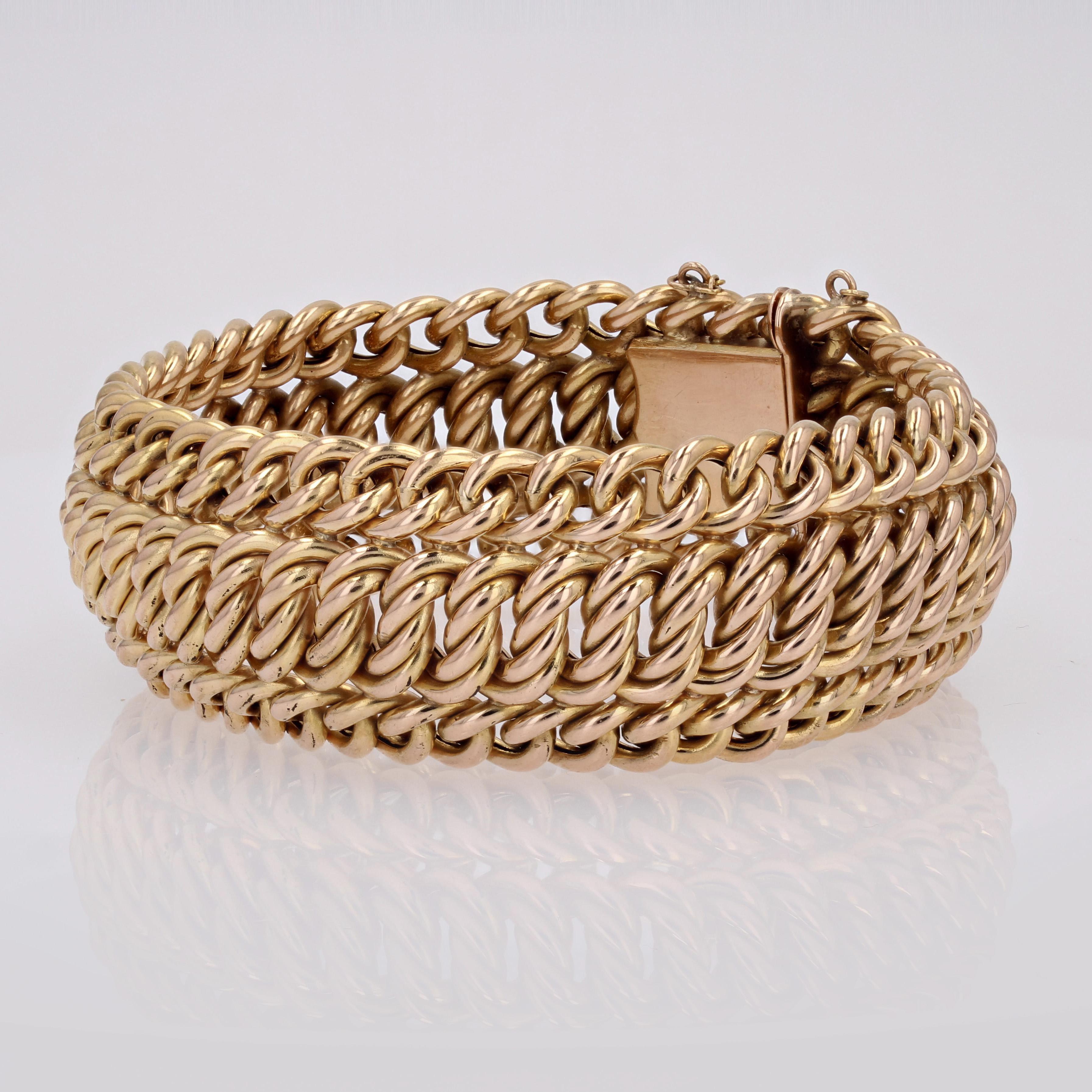 1960er Jahre 18 Karat Gelbgold Flexibles großes Retro-Armband im Zustand „Hervorragend“ in Poitiers, FR