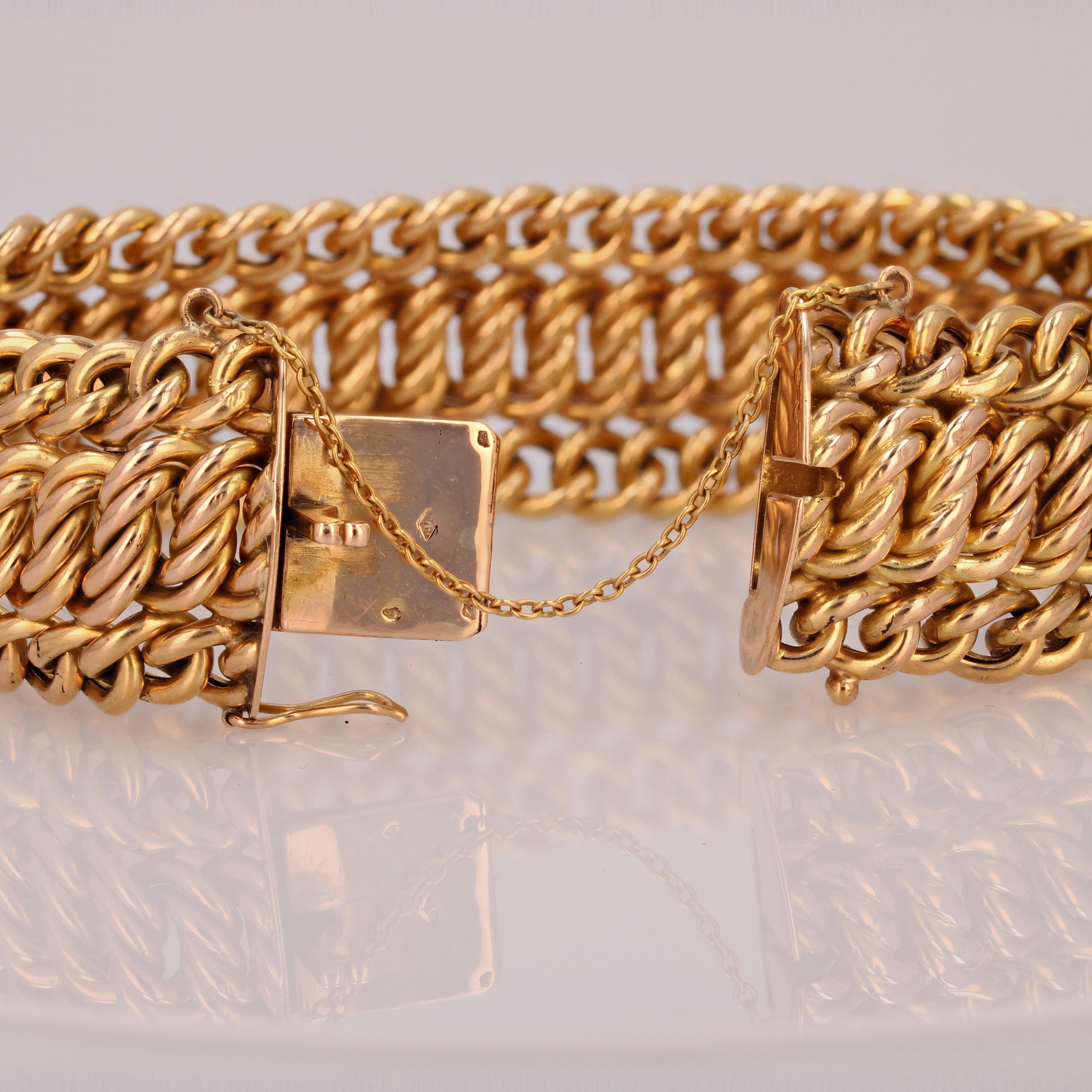 1960er Jahre 18 Karat Gelbgold Flexibles großes Retro-Armband 3